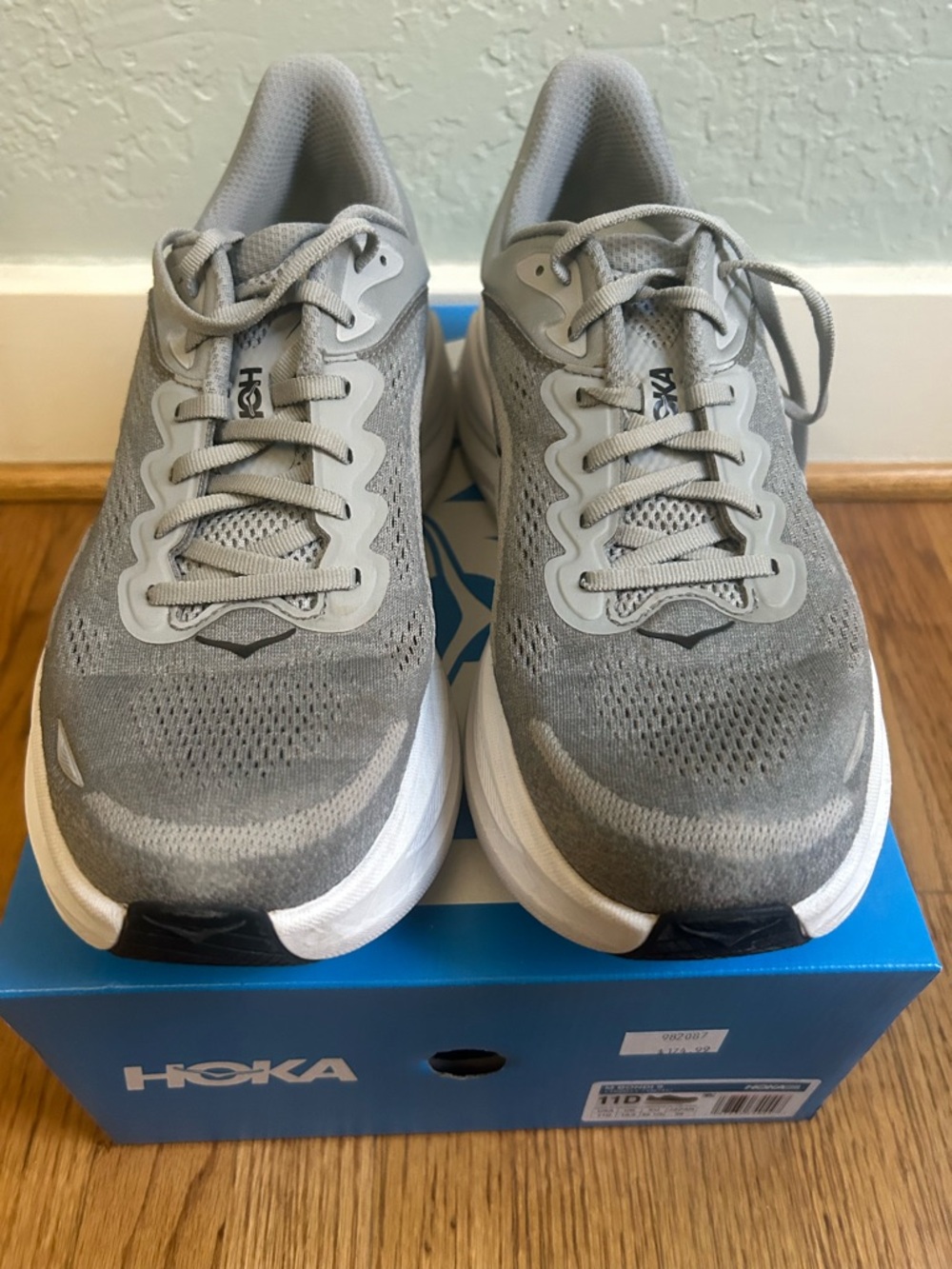 Hoka One One Light Gray Mesh Running Shoes